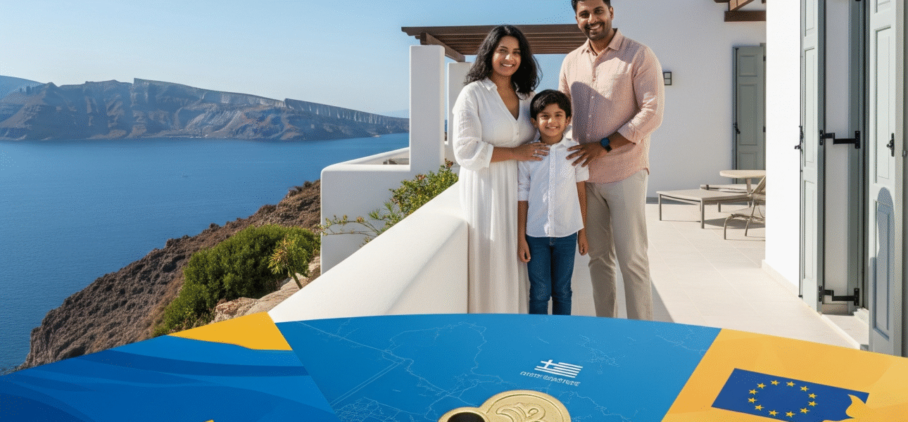 Happy family in Greece with Greece Golden Visa EU Residency - Yunanistan Altin Vize program